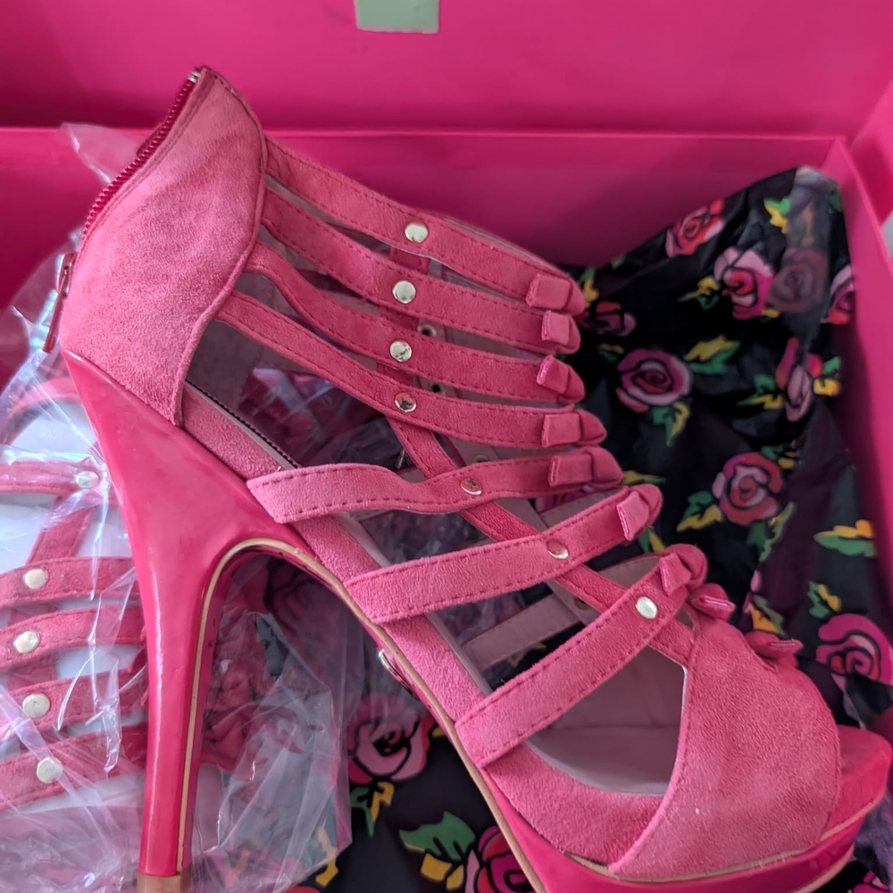 Betsey Johnson Vibrant Pink Strappy Heels